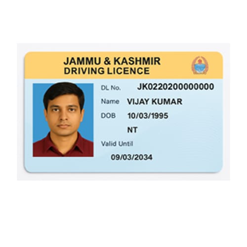 Jammu Kashmir Driving Licence PVC Card I CAFE